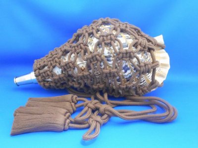 画像2: 法螺貝用　房付最高級網袋（雅）茶色　七宝結び　サイズ　［小］